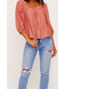 All in Favor Women's Blush Pink Peasant Top